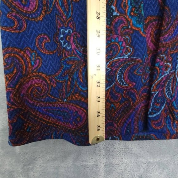 Susan Graver Womens Coat Open Front Purple Blue Paisley Long Sleeves Midi S - Picture 4 of 8